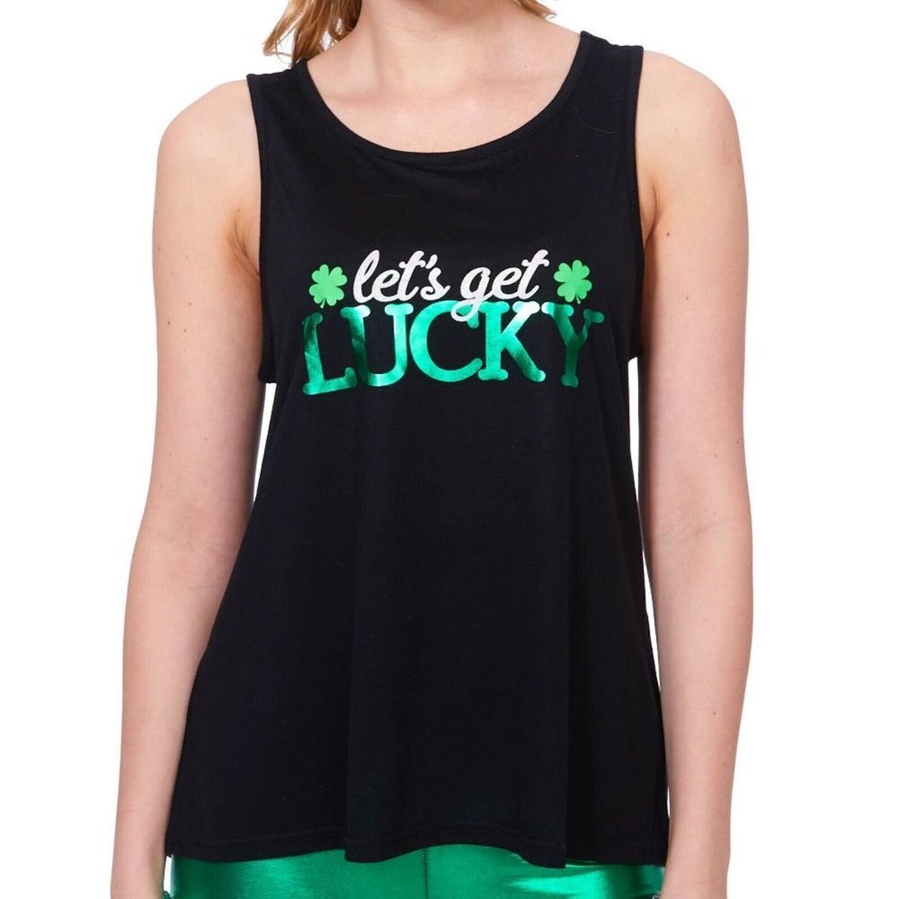 St. Patrick's Day LET'S GET LUCKY Women's Tank Top Juniors One Size New